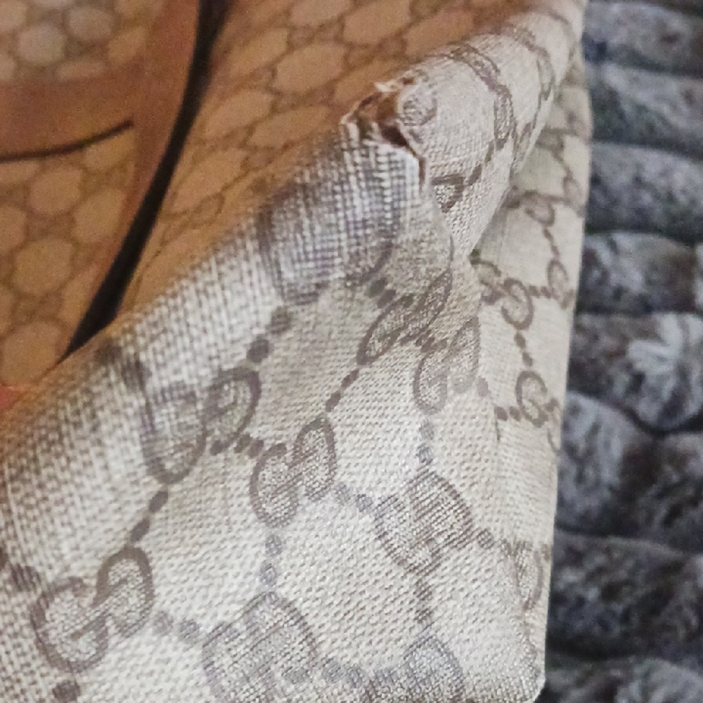 Gucci Supreme Coated Canvas Vintage Large Beige & Brown Laptop Tote Bag REHAB - Picture 5 of 11
